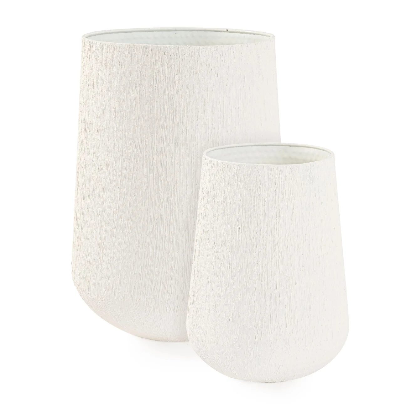 Outdoor-Vase Kenar 2er-Set aus Metall, modern handgefertigt, hoch, weiß, für Außenbereiche