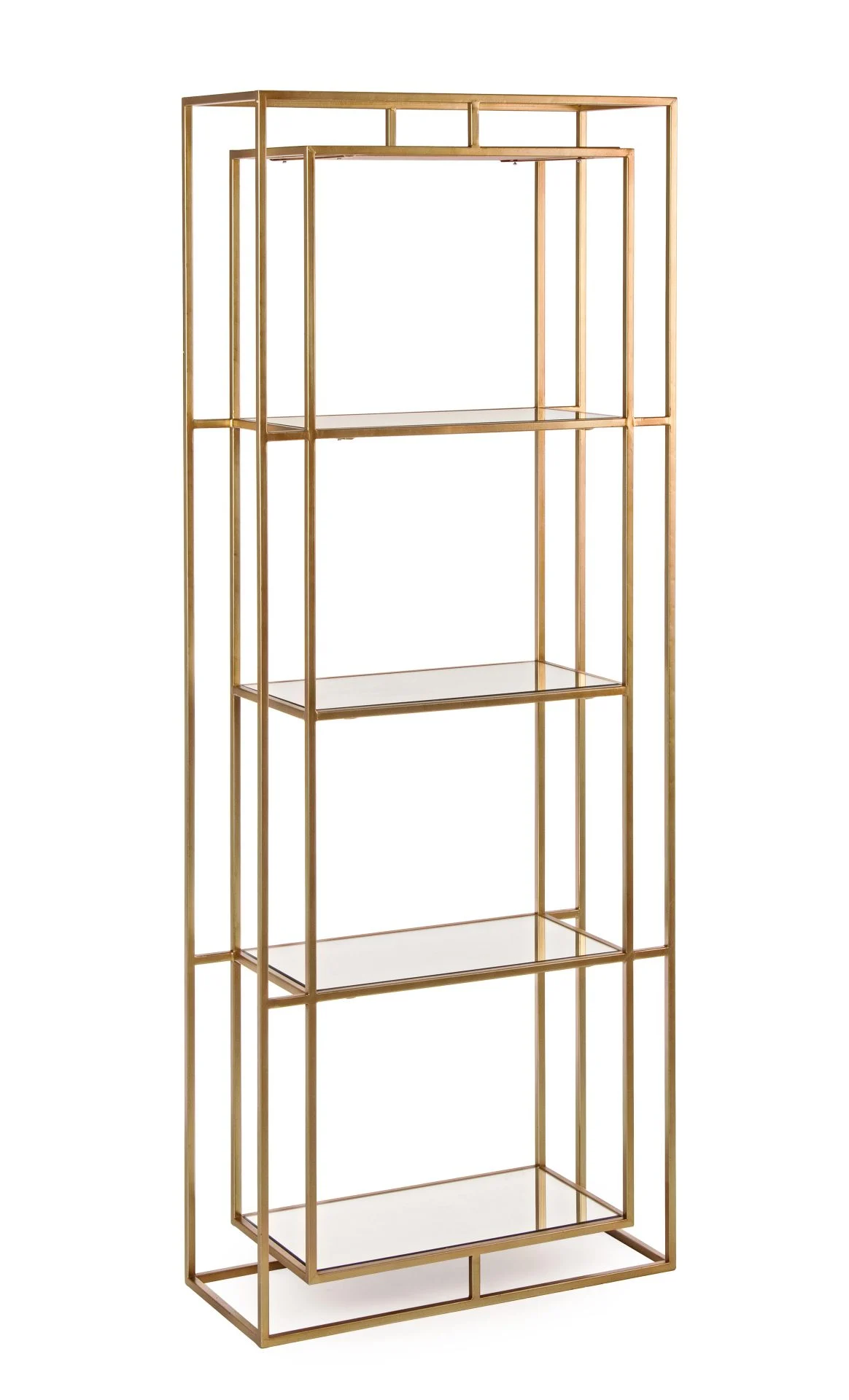 Regal Elenor aus Metall und Glas, elegant, gold, 4 Fächer, modernes Design, Indoor - Bizzotto
