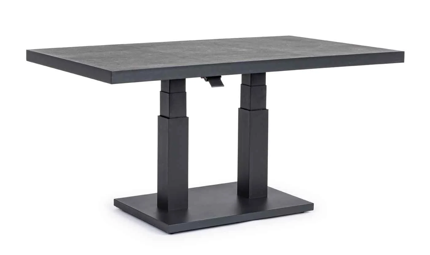 Esstisch Truman Keramik Aluminium, modern höhenverstellbar, anthrazit, für 4–6 Personen - Bizzotto
