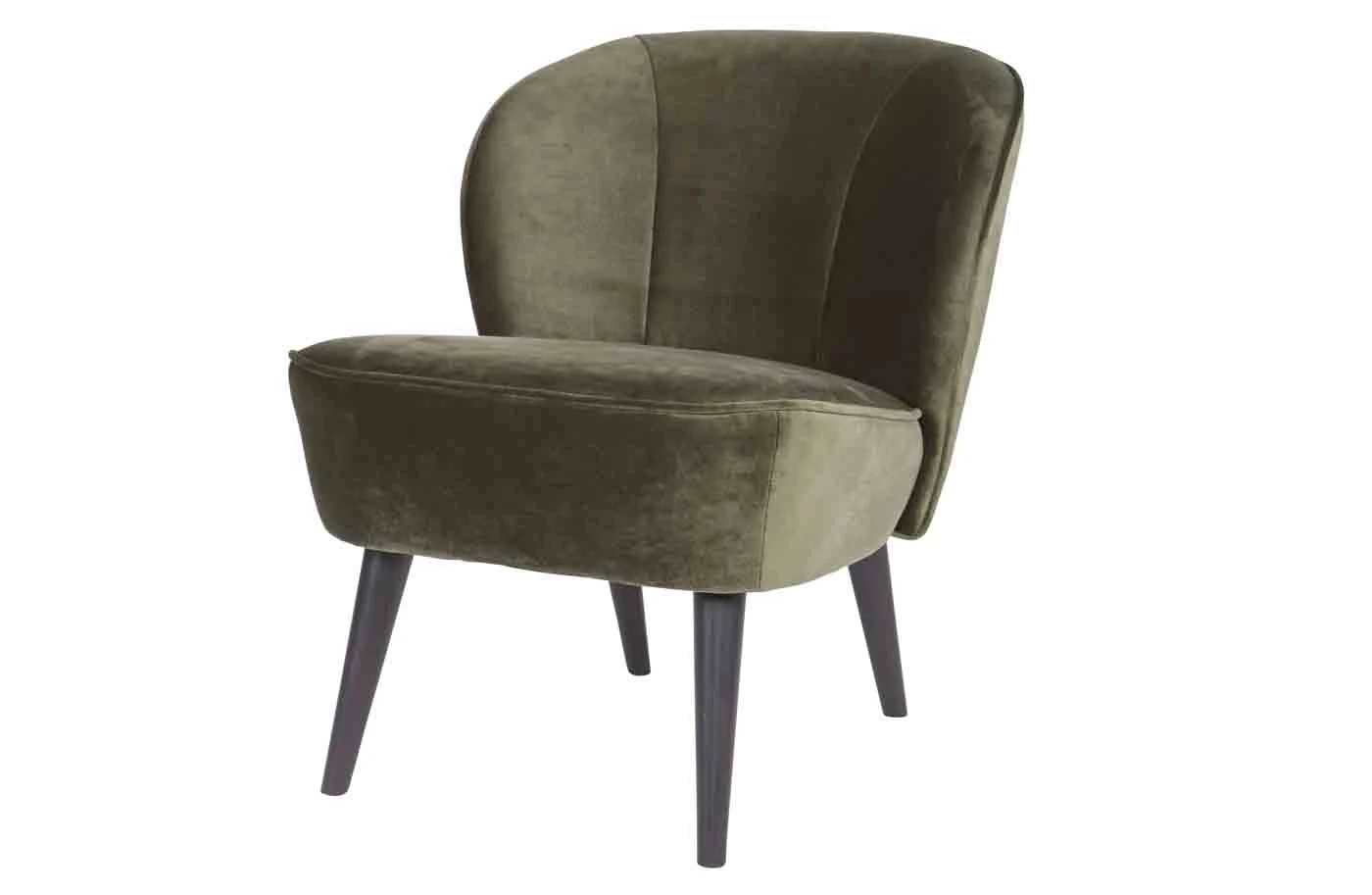 Sessel Sara Samt, elegantes Design aus Birkenholz, modern gepolstert, waldgrün, komfortabel für Dein Zuhause - Woood