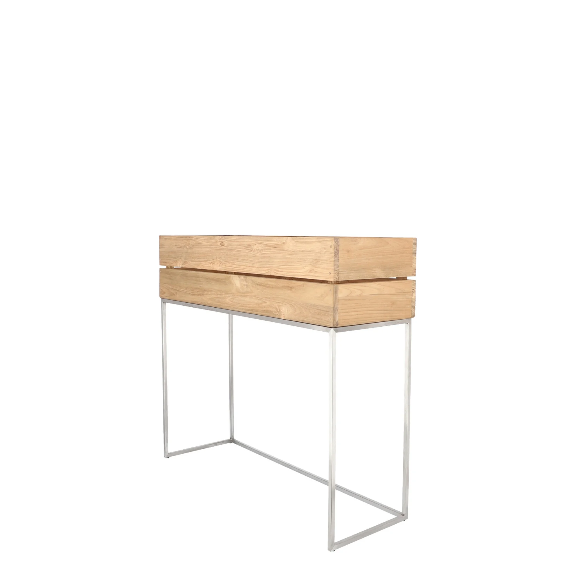 Pflanzenbehälter Mini Garden aus recyceltem Teak, modern, natur, für Outdoor, 100x34x90 cm - Jan Kurtz