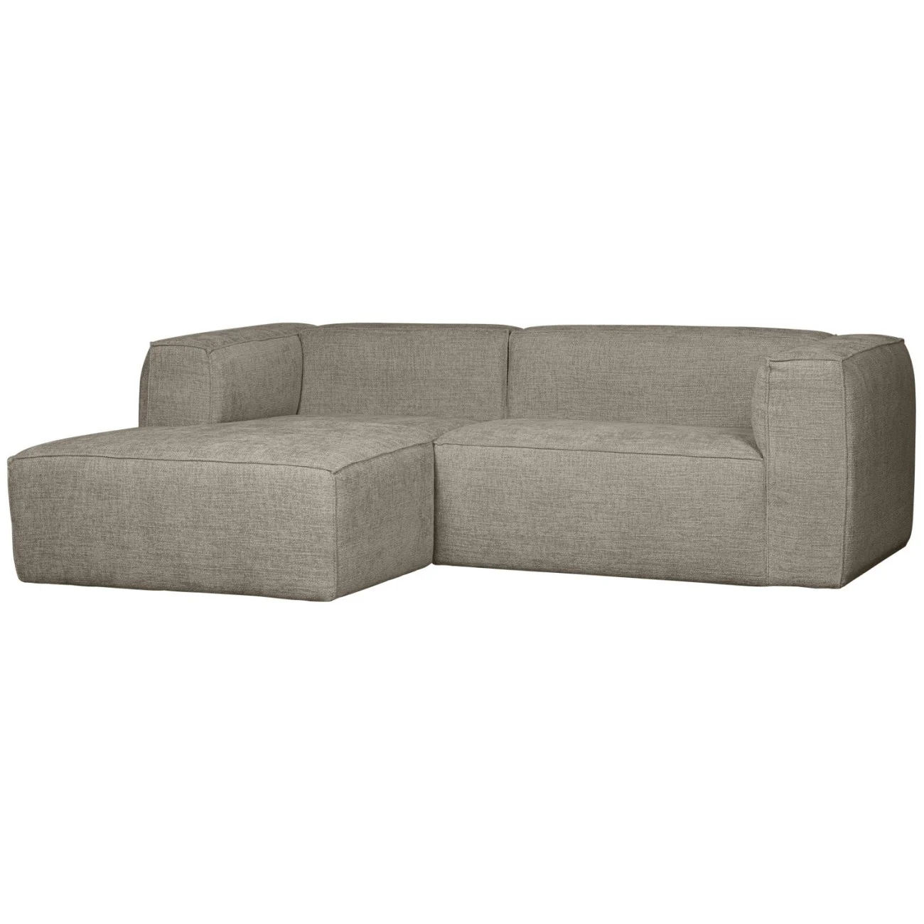 Ecksofa Chaiselongue Bean aus Melange-Stoff, modern gepolstert, hellgrau, links, für 3–4 Personen
