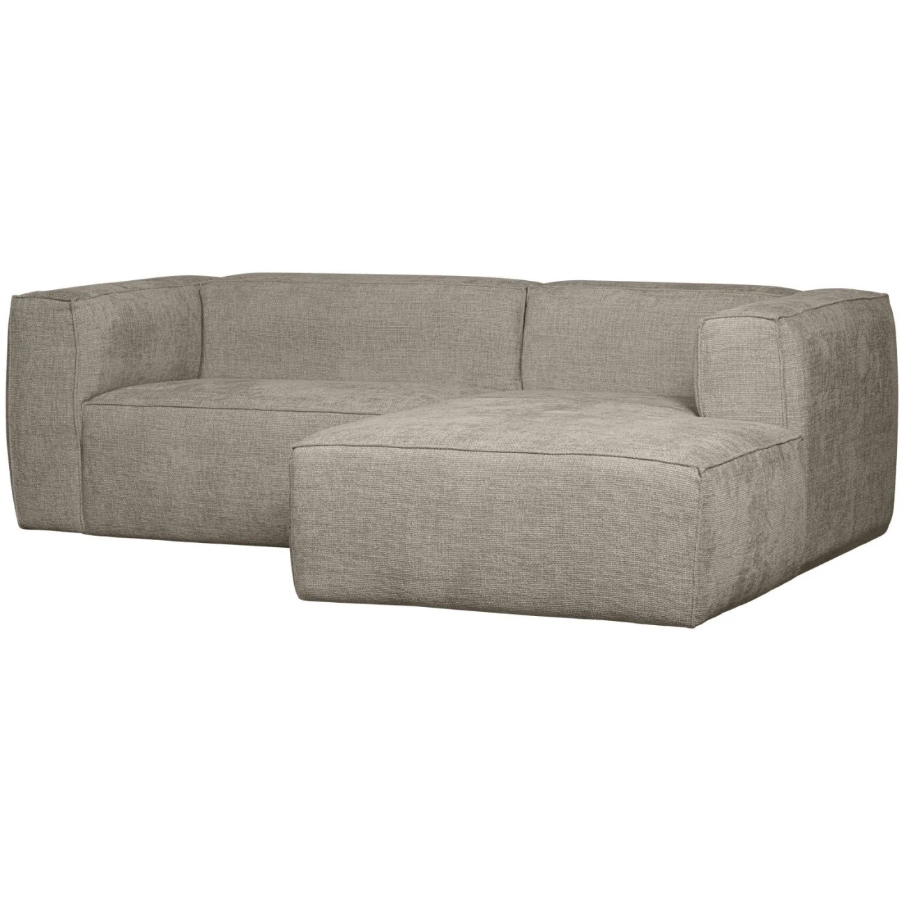 Ecksofa Chaiselongue Bean aus Melange-Stoff, modern gepolstert, hellgrau, rechts, 3-4 Sitzplätze