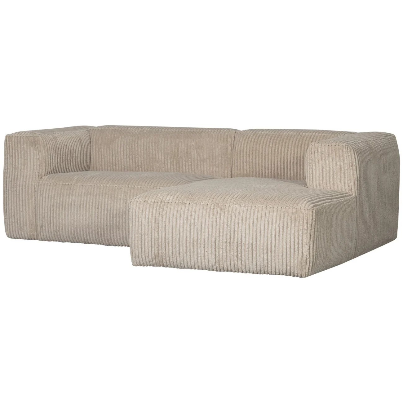 Ecksofa Chaiselongue Bean mit Cordbezug, modern, sandfarben, rechts, weich gepolstert - Woood