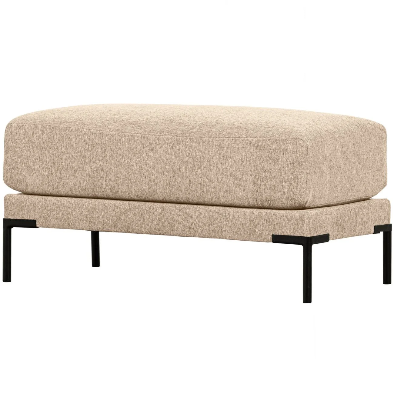 Hocker Couple aus Chenille-Melange-Stoff, modern gepolstert, Natur, 50 cm, rechteckig