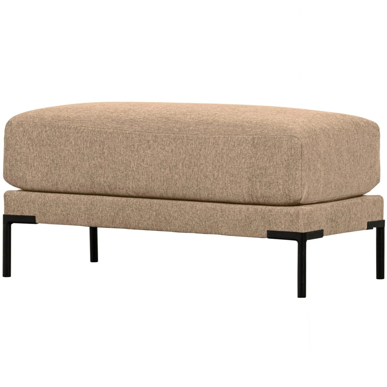 Hocker Couple aus Chenille-Melange, modern gepolstert, beige Butter, 50 cm, rechteckig