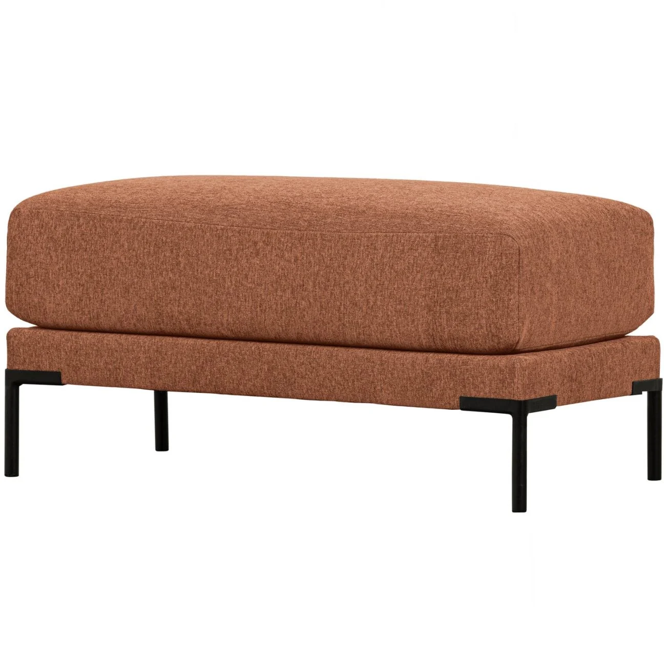 Hocker Couple aus Melange-Stoff, modern und gepolstert, rechteckig, Farbe Rust, 50 cm