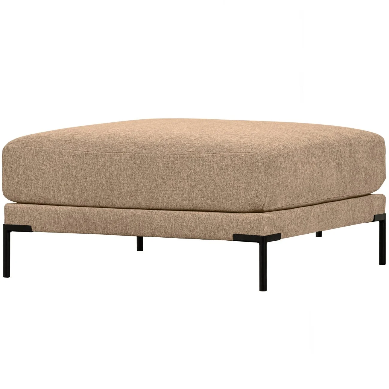 Hocker Couple aus Chenille-Melange, modern gepolstert, quadratisch, Farbe Butter, 100 cm
