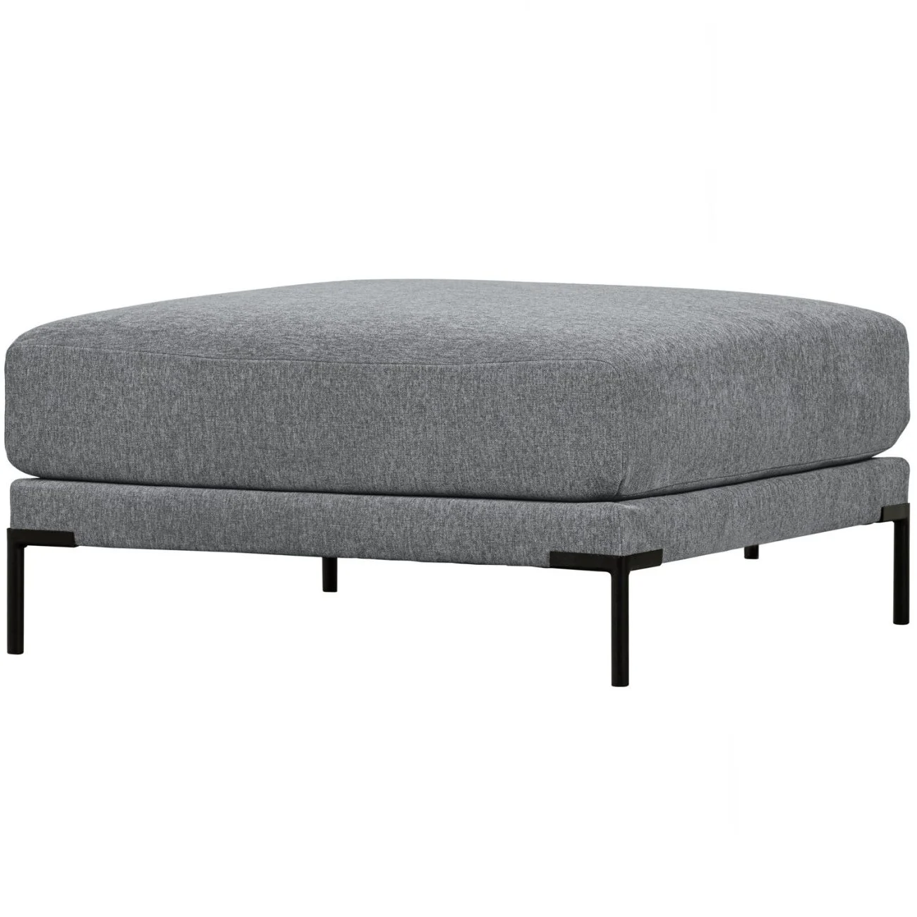 Hocker Couple aus Melange-Stoff, moderner Chenille-Style, Denim Blau, 100 cm quadratisch
