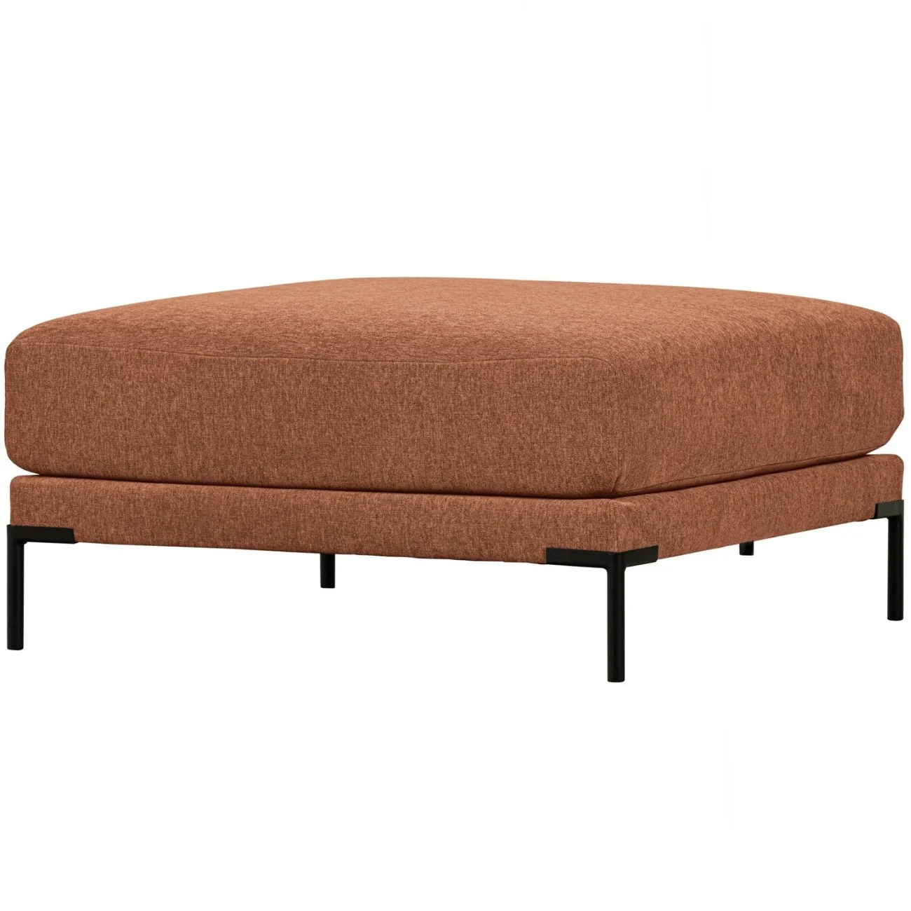 Hocker Couple aus Melange-Stoff, modern gepolstert, quadratisch, Farbe Rust, 100 cm
