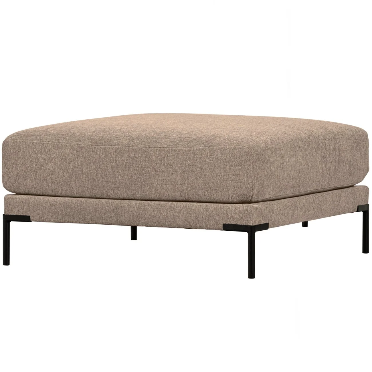 Hocker Couple aus Melange-Stoff, modern gepolstert, quadratisch, Farbe Mud, 100 cm