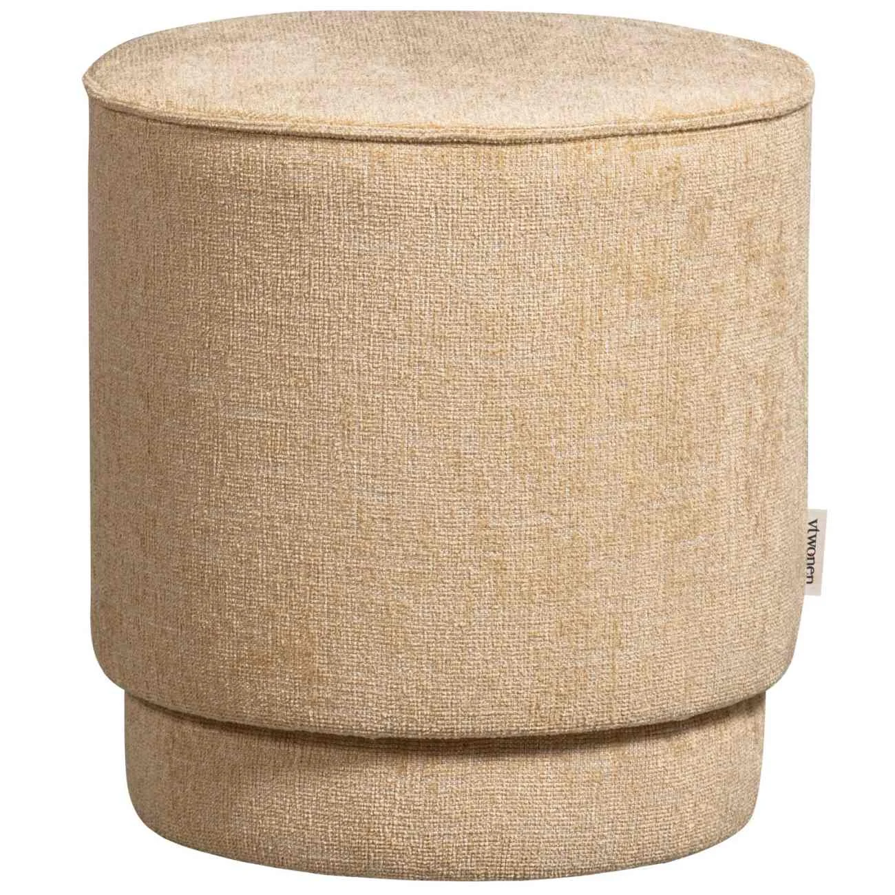 Hocker Pearl aus Chenille-Stoff, rund gepolstert, modernes Design, Farbe Butter, Ø 40 cm