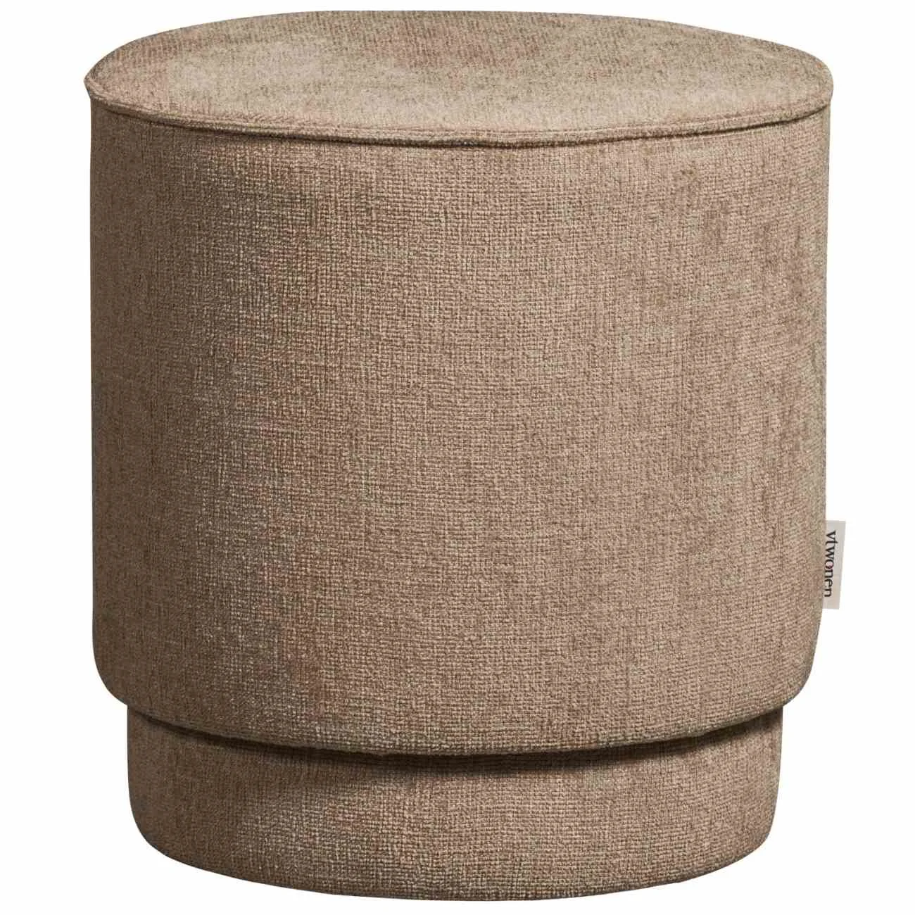Hocker Pearl aus Melange-Stoff, modern gepolstert, rund, Farbe Mud, Ø 40 cm