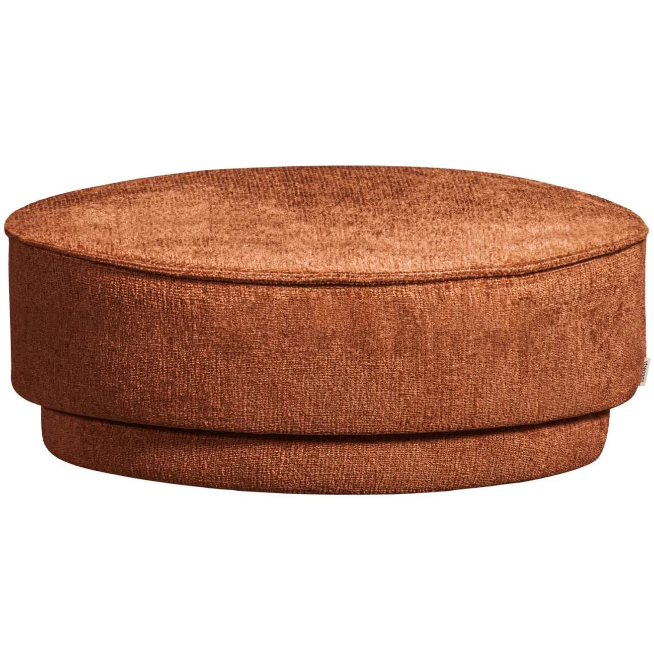 Hocker Pearl aus Melange-Stoff, modern gepolstert, rund in Rust Orange, Ø 80 cm
