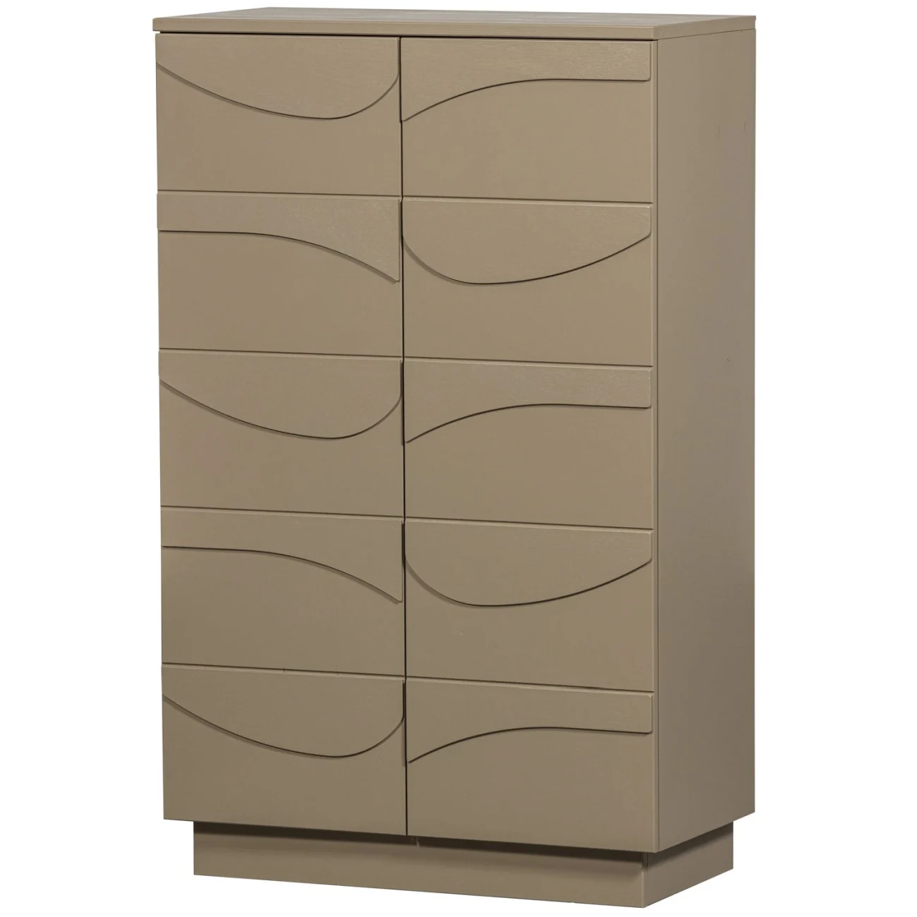 Kommode Teo aus Kiefernholz, modernes Design mit 3D-Effekt, braun Mud, FSC-zertifiziert