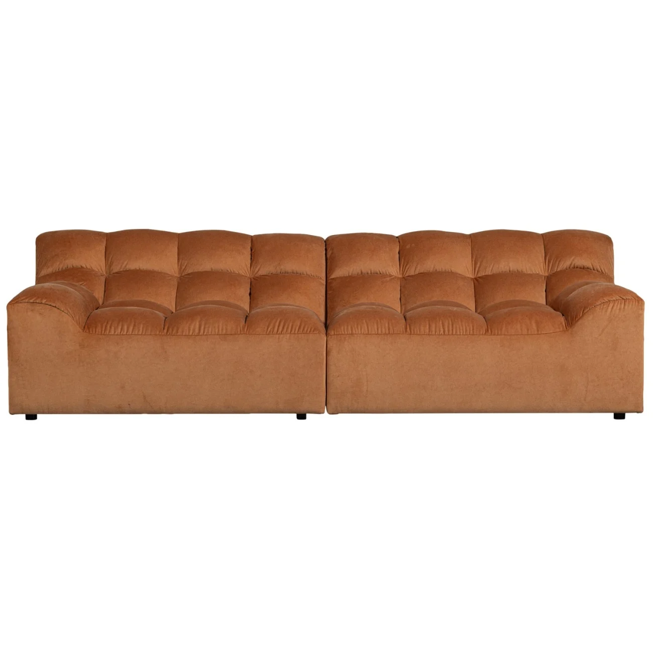 Sofa Allure aus Samt, modernes Design, Terra Braun, komfortabel gepolstert, 3-4 Sitzplätze