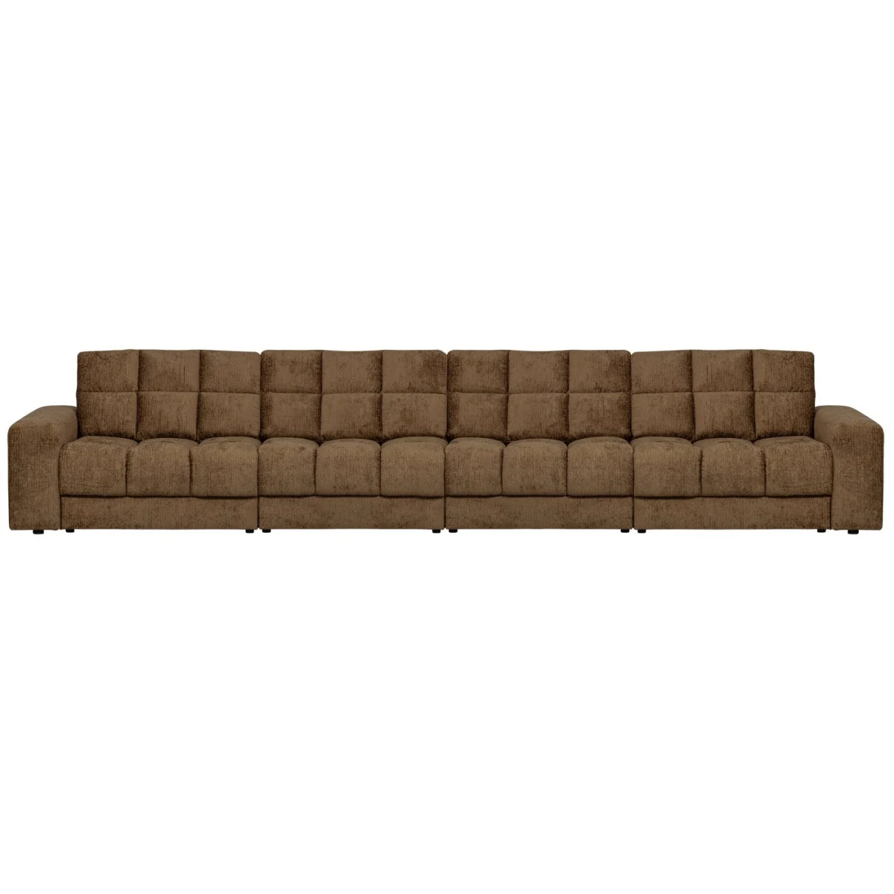 Sofa Date 4-Sitzer aus Struktursamt, klassisch, brass braun, komfortabel gepolstert