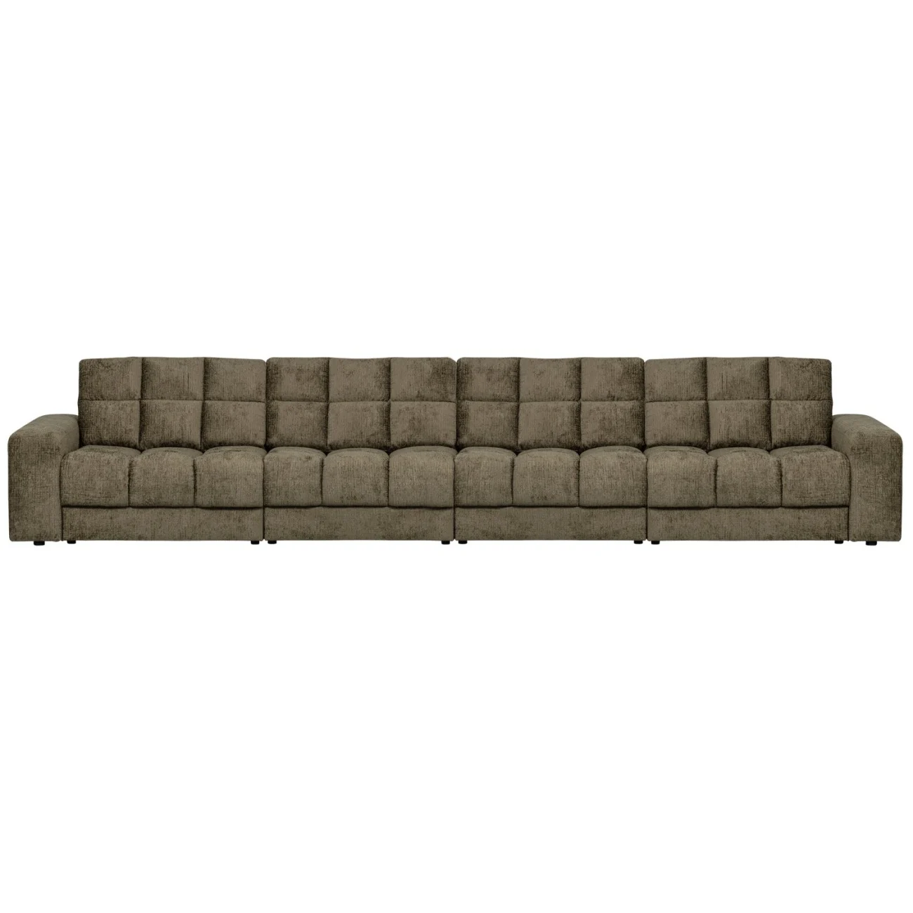 Sofa Date 4-Sitzer aus Struktursamt, klassisch gepolstert, dunkelgrün Bonsai, bequem und robust