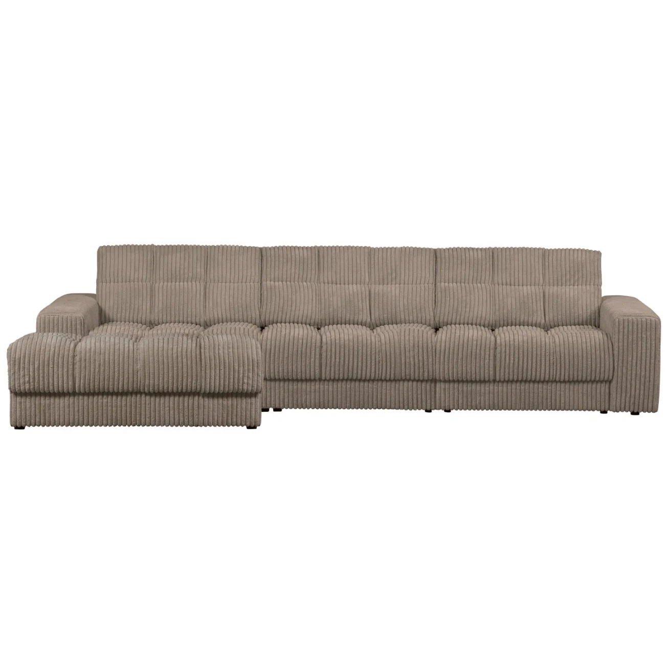 Chaiselongue Date mit Cordbezug, klassisch links, Mud Braun, weich gepolstert, modernes Design - Woood