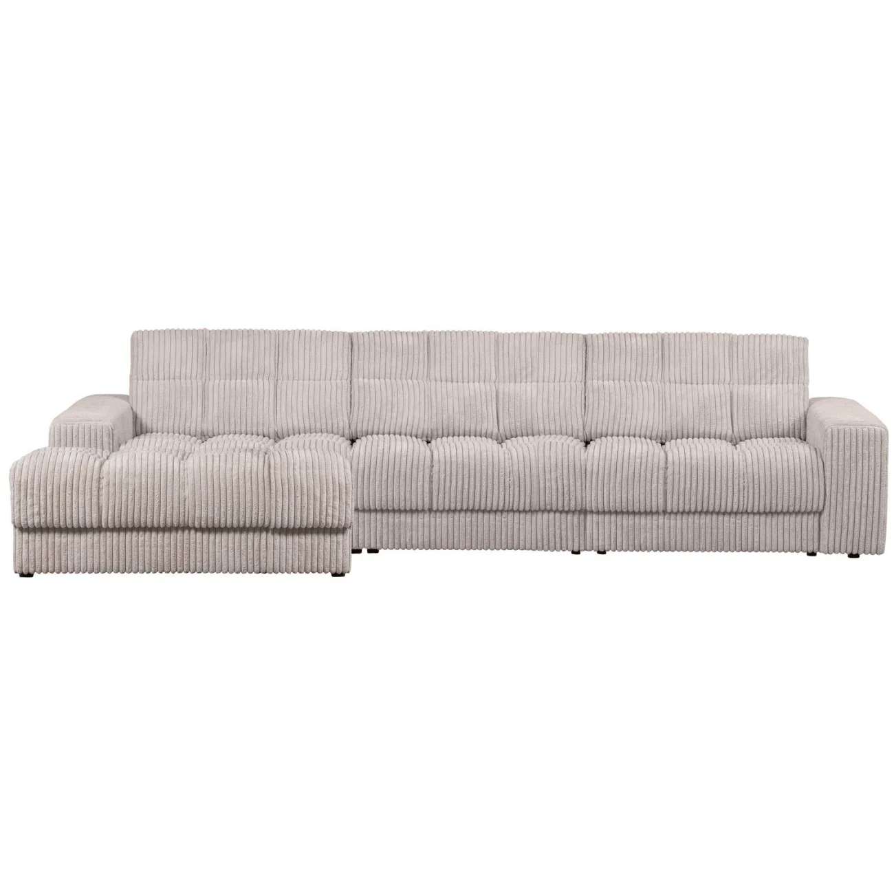 Ecksofa Chaiselongue Date Cordbezug, klassisch und bequem, Natur, links, für 4–5 Personen - Woood