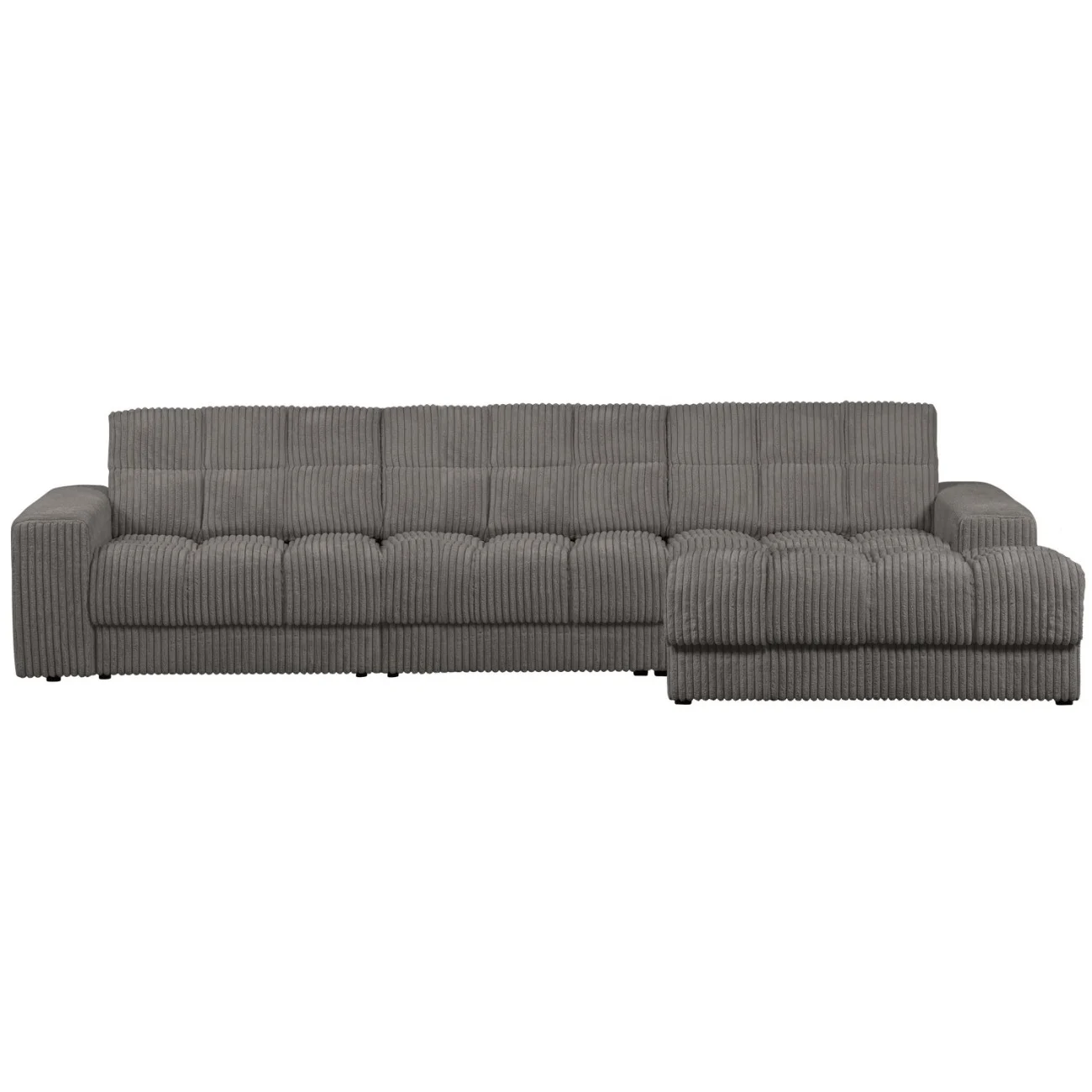 Ecksofa Chaiselongue Date, Cordbezug, klassisch, rechts ausgerichtet, Terrazzo Dunkelgrau - Woood
