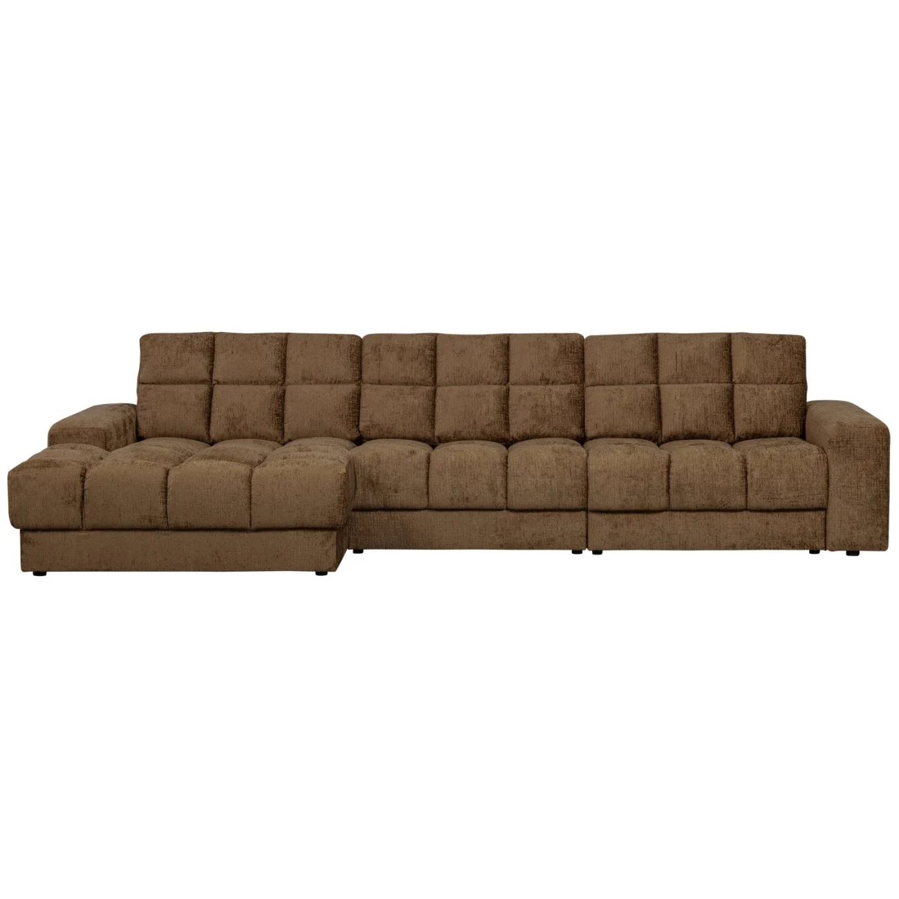 Ecksofa Chaiselongue Date aus Struktursamt, klassisch, brass braun, links, hochwertig gepolstert - Woood