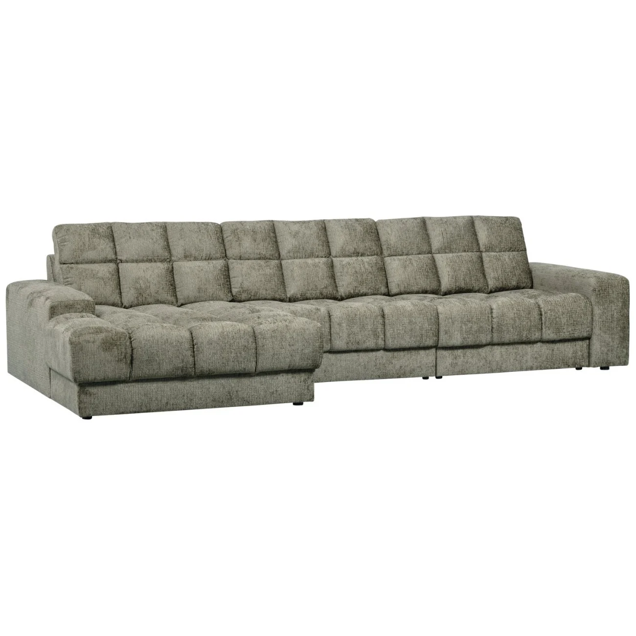 Ecksofa Chaiselongue Date aus Struktursamt, klassisch, links, Frost grau, gepolstert - Woood