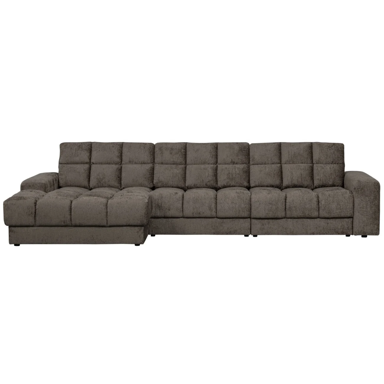 Ecksofa Chaiselongue Date aus Struktursamt, klassisch, links, Mountain Dunkelgrau, gepolstert - Woood