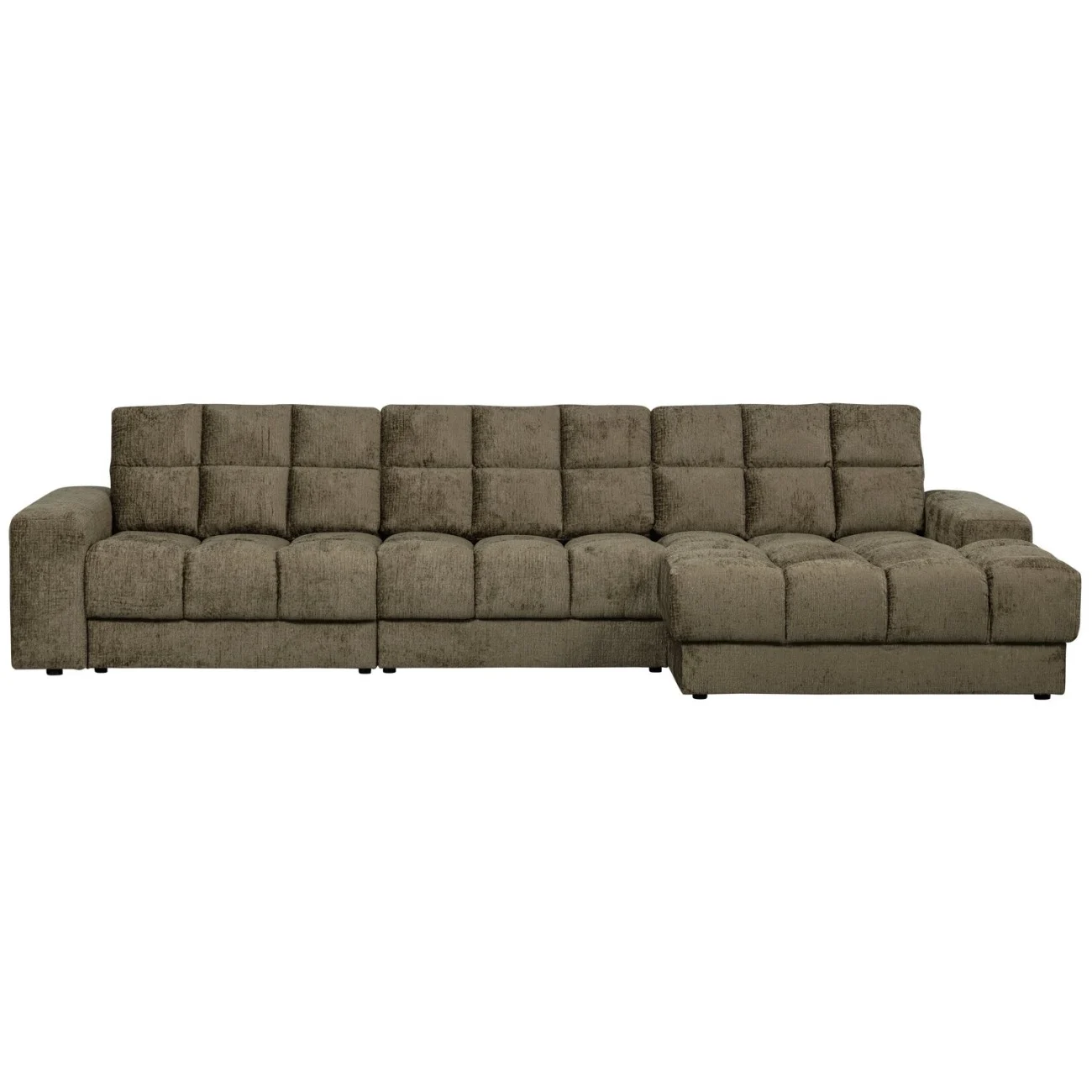 Ecksofa Chaiselongue Date aus Struktursamt, klassisch, grün Bonsai, rechts, gepolstert - Woood