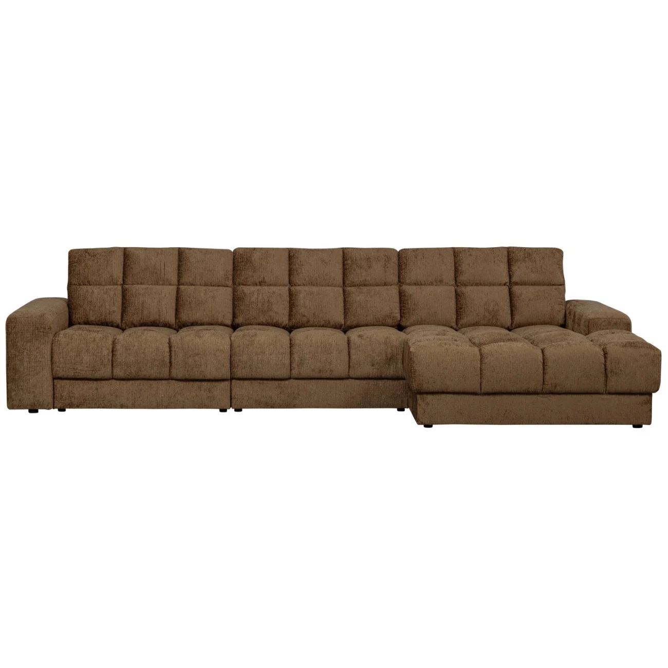 Ecksofa Chaiselongue Date aus Struktursamt, klassisch, rechts, brass braun, gepolstert - Woood