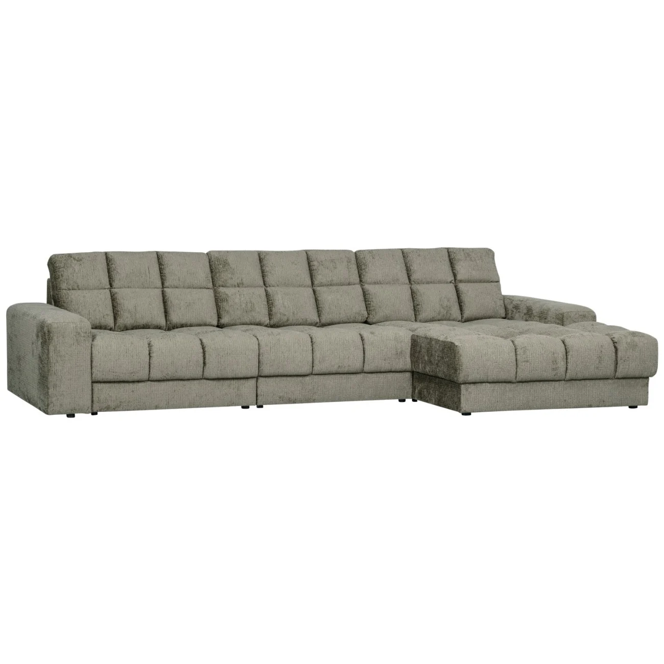 Ecksofa Chaiselongue aus Struktursamt, klassisch, rechts, Farbe Frost, gepolstert, robust - Woood