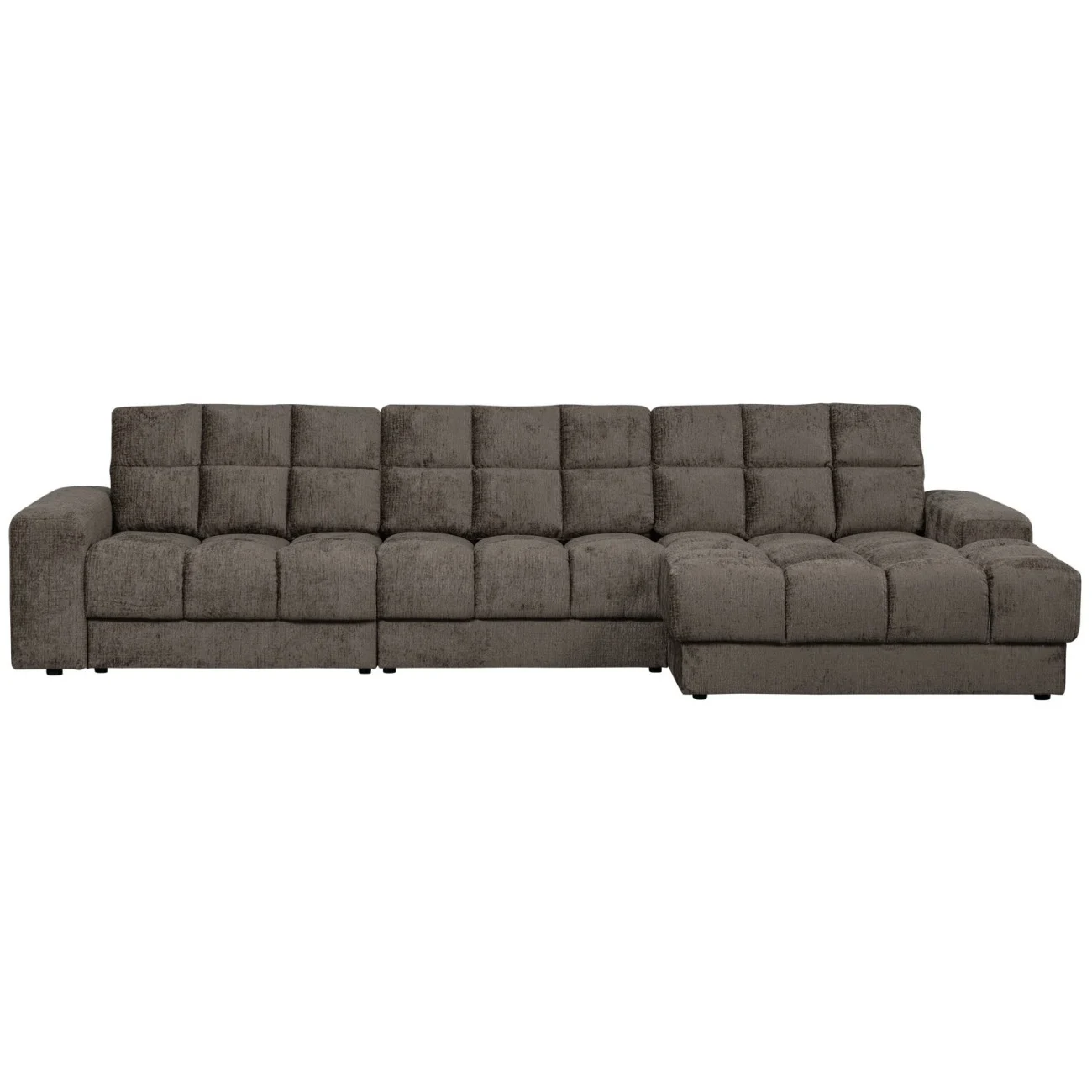 Ecksofa Chaiselongue Date Struktursamt, klassisch, rechts, dunkelgrau Mountain, gepolstert - Woood