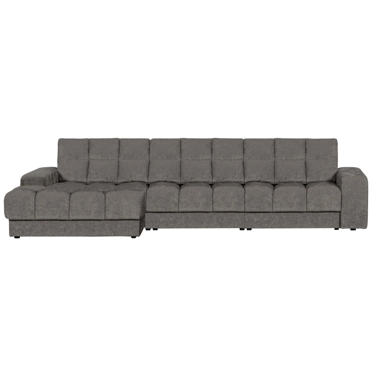 Chaiselongue Date aus Webstoff, klassisch und bequem, links, Farbe Mouse Grau, für 4–5 Personen - Woood
