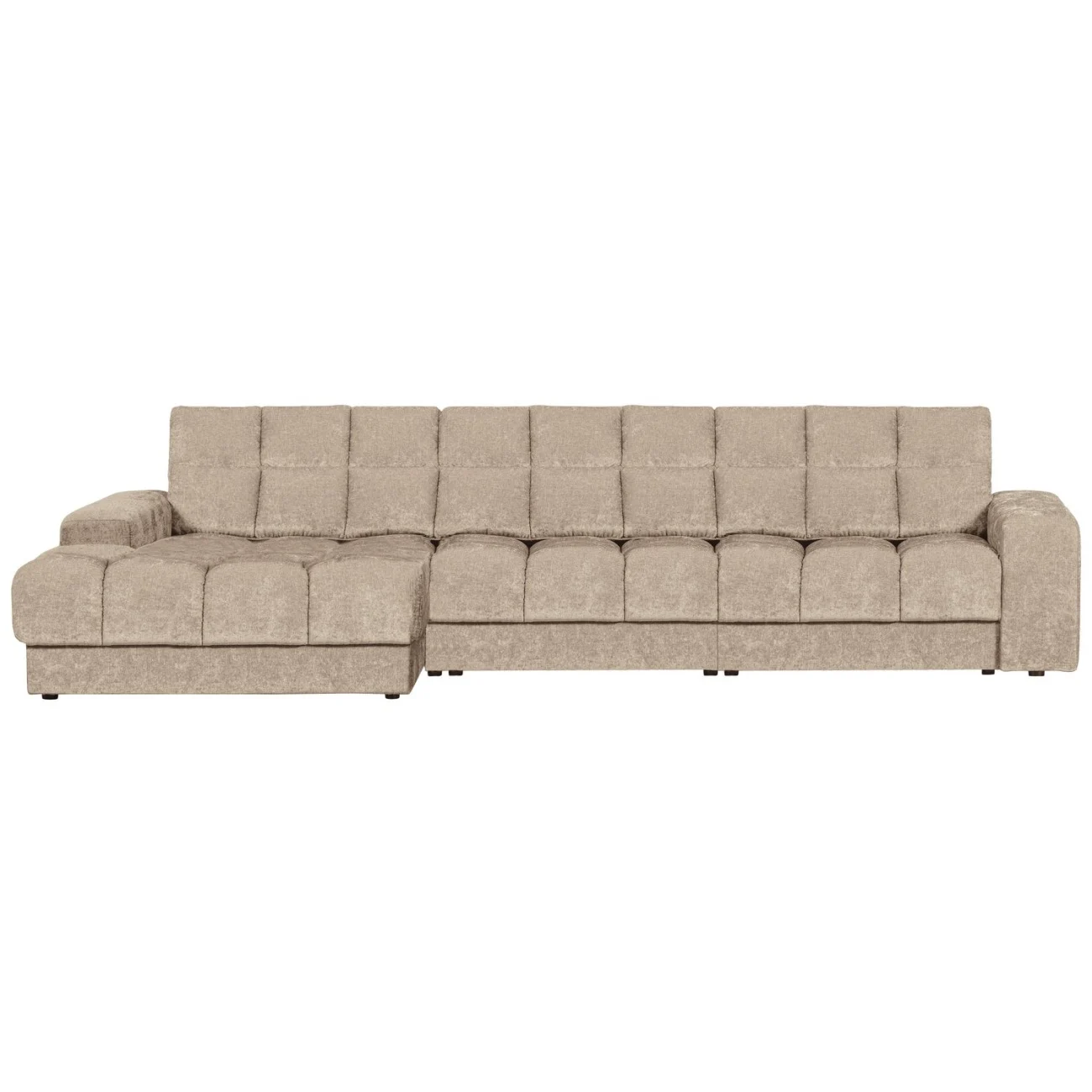 Chaiselongue Date aus Webstoff, klassischer Stil, links, Farbe Nougat, komfortabel gepolstert - Woood