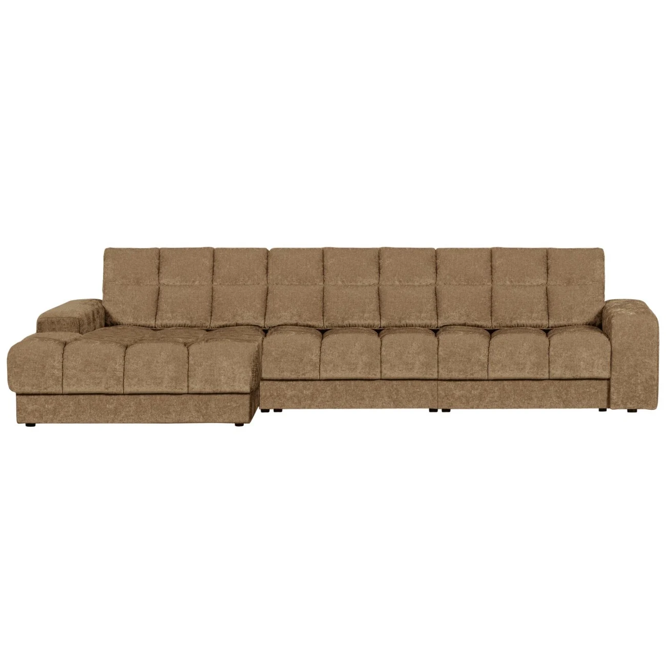 Chaiselongue Date aus Webstoff, klassisch gepolstert, links, sandfarben – stilvoller Komfort für Dein Zuhause - Woood