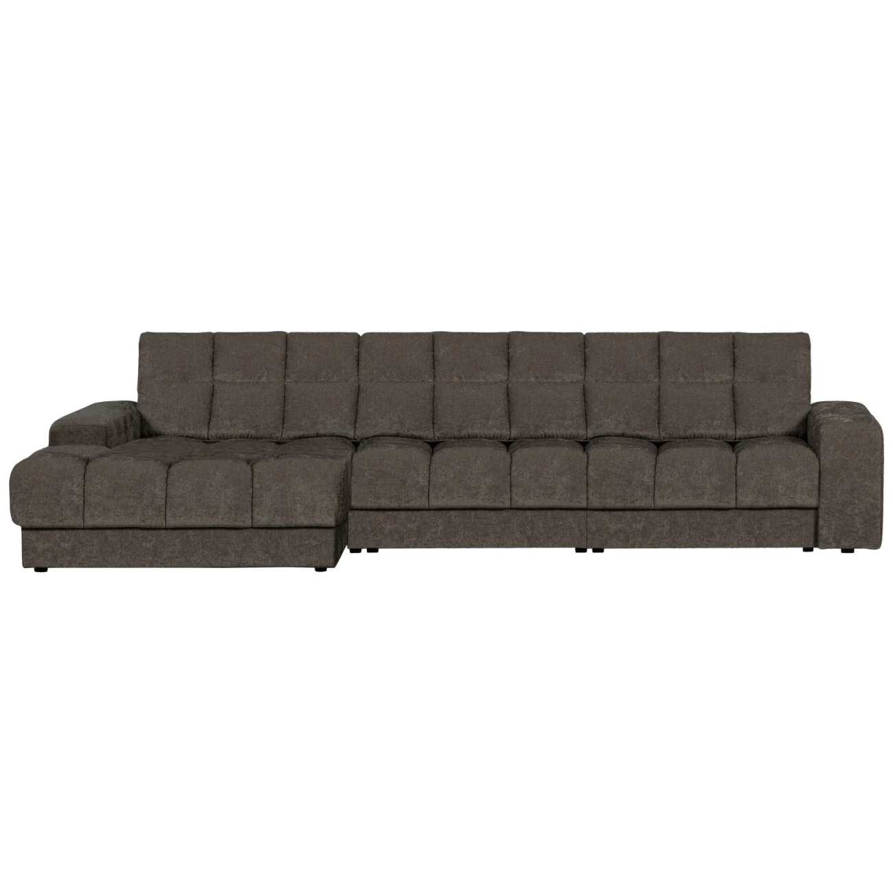 Ecksofa Chaiselongue Date aus Webstoff, klassischer Stil, links, Grau, bequem gepolstert - Woood