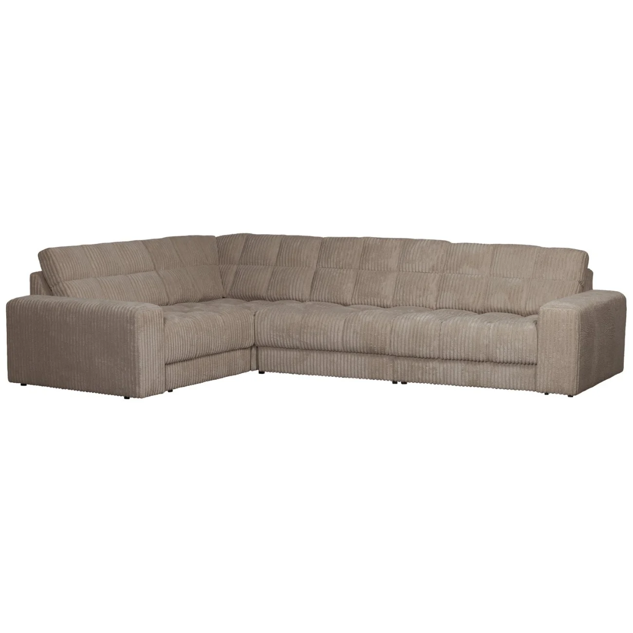 Ecksofa Date mit Cordbezug, klassisch und gemütlich, links, braun Mud, für 4–5 Personen - Woood
