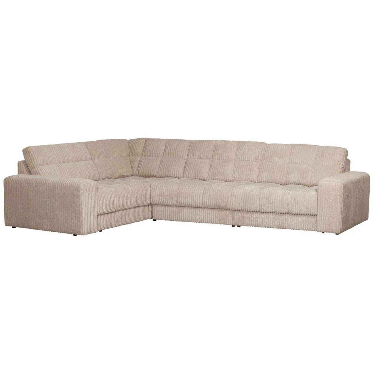 Ecksofa Date Cordbezug, klassisch links, Travertin Beige, weich gepolstert für dein Wohnzimmer - Woood