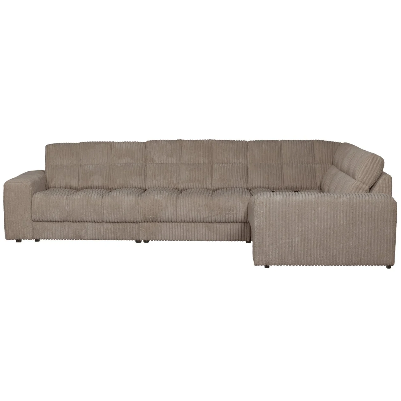 Ecksofa Date Cordbezug, klassisch und komfortabel, rechts, mud braun, weicher Stoff - Woood