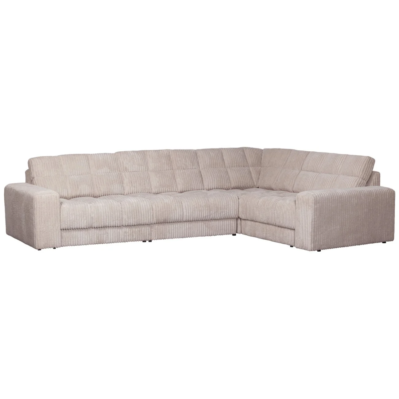 Ecksofa Date mit Cordbezug, klassisch rechtsgestellt, Natur, komfortabel gepolstert - Woood