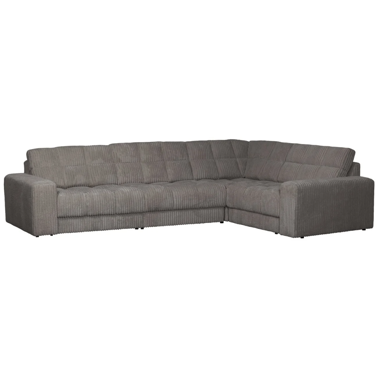 Ecksofa Date Cordbezug, klassischer Stil, Rechtsausführung, Terrazzo Dunkelgrau, weich gepolstert - Woood