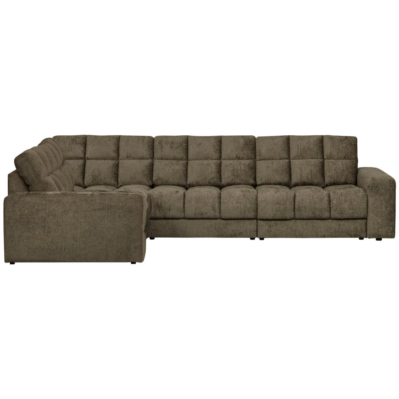 Ecksofa Date Struktursamt, klassisch links, grün Bonsai, 4-5 Sitzplätze, komfortabel gepolstert