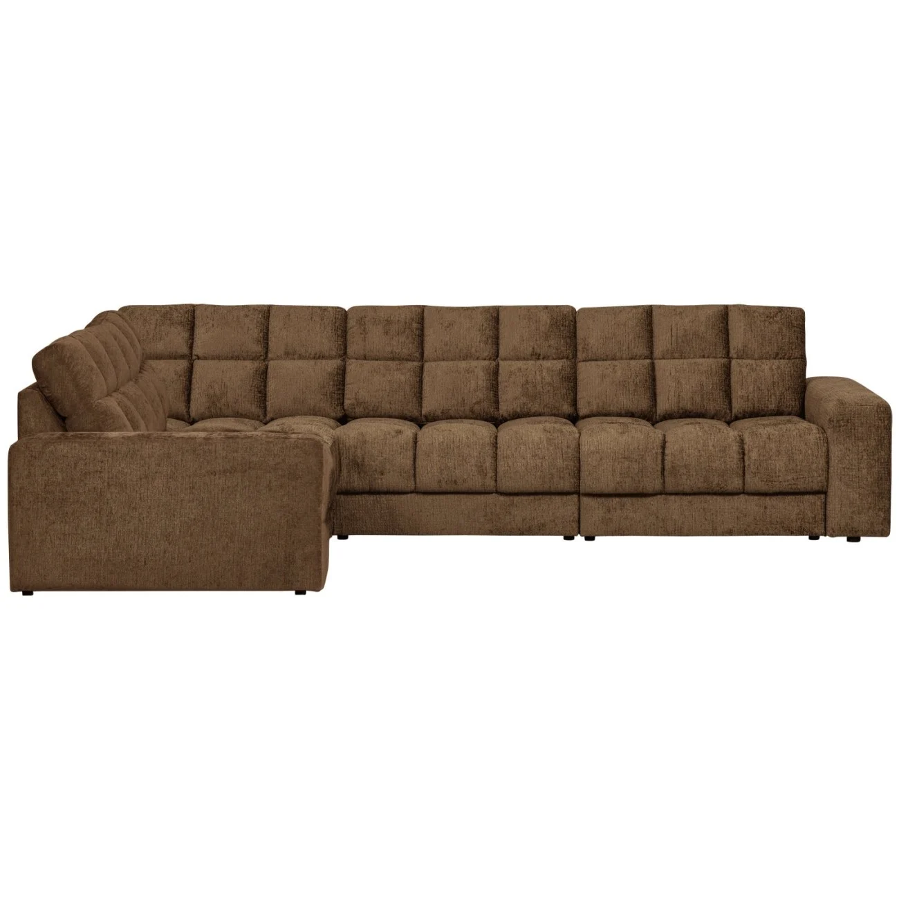 Ecksofa Date aus Struktursamt, klassisches Design, links, Farbe Brass, komfortabel gepolstert - Woood