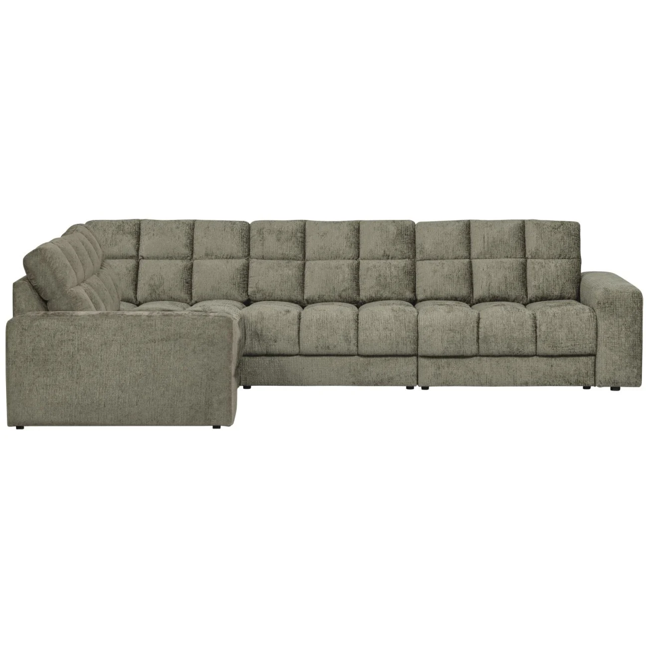 Ecksofa Date aus Struktursamt, klassisch und robust, Links, Farbe Frost, komfortabel gepolstert - Woood