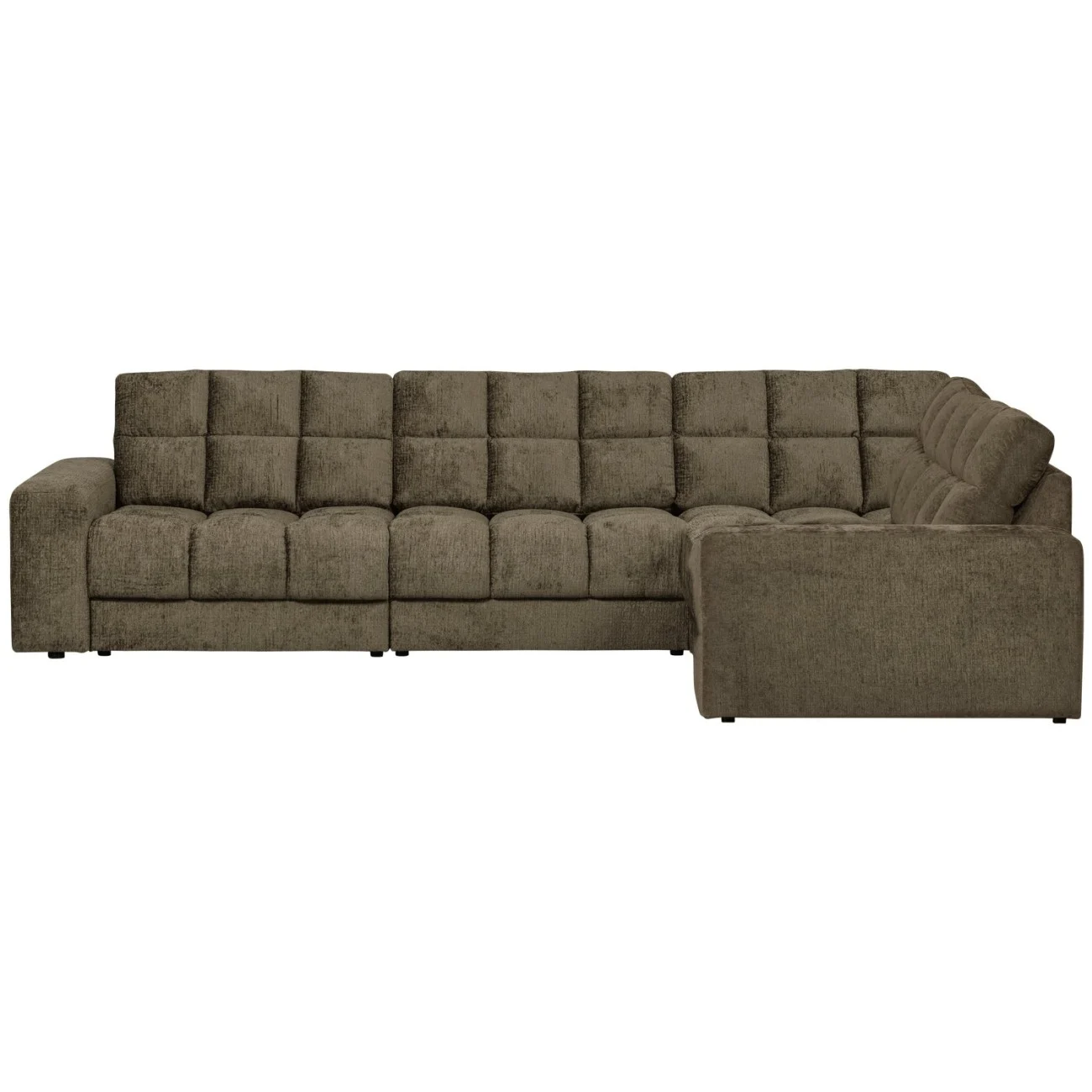 Ecksofa Date Struktursamt, klassisch mit Recamiere rechts, grün Bonsai, komfortabel gepolstert - Woood