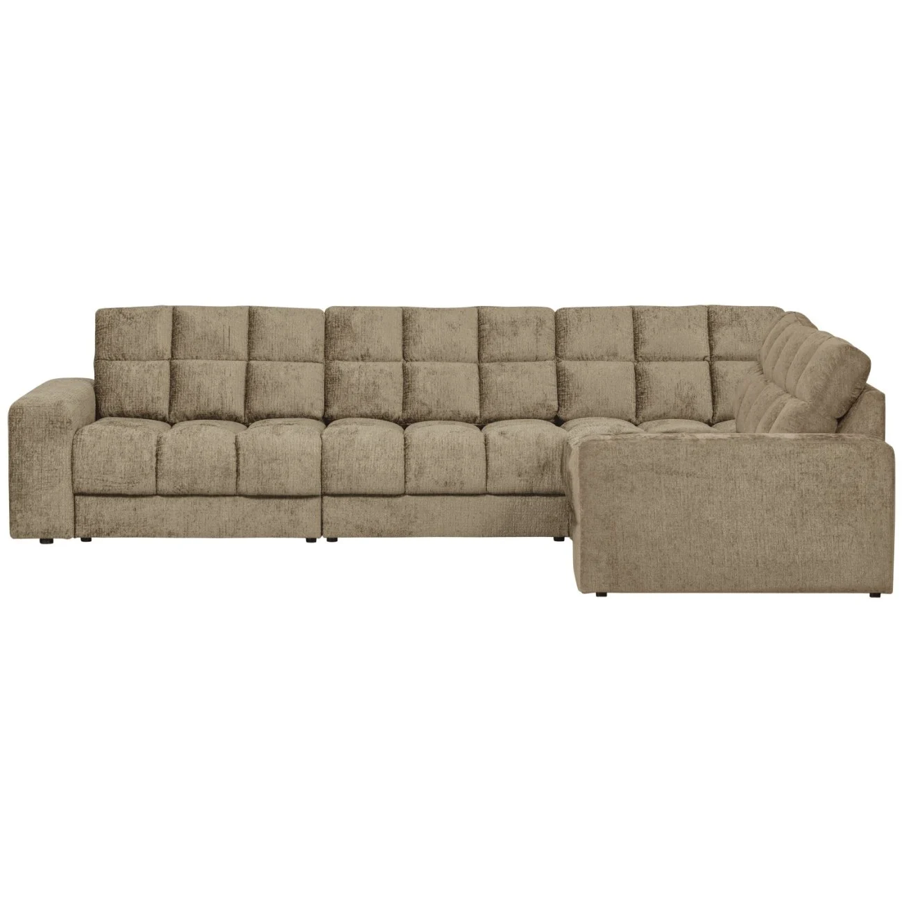 Ecksofa Date aus Struktursamt, klassisch rechts, Wheatfield Creme, gepolstert und robust - Woood