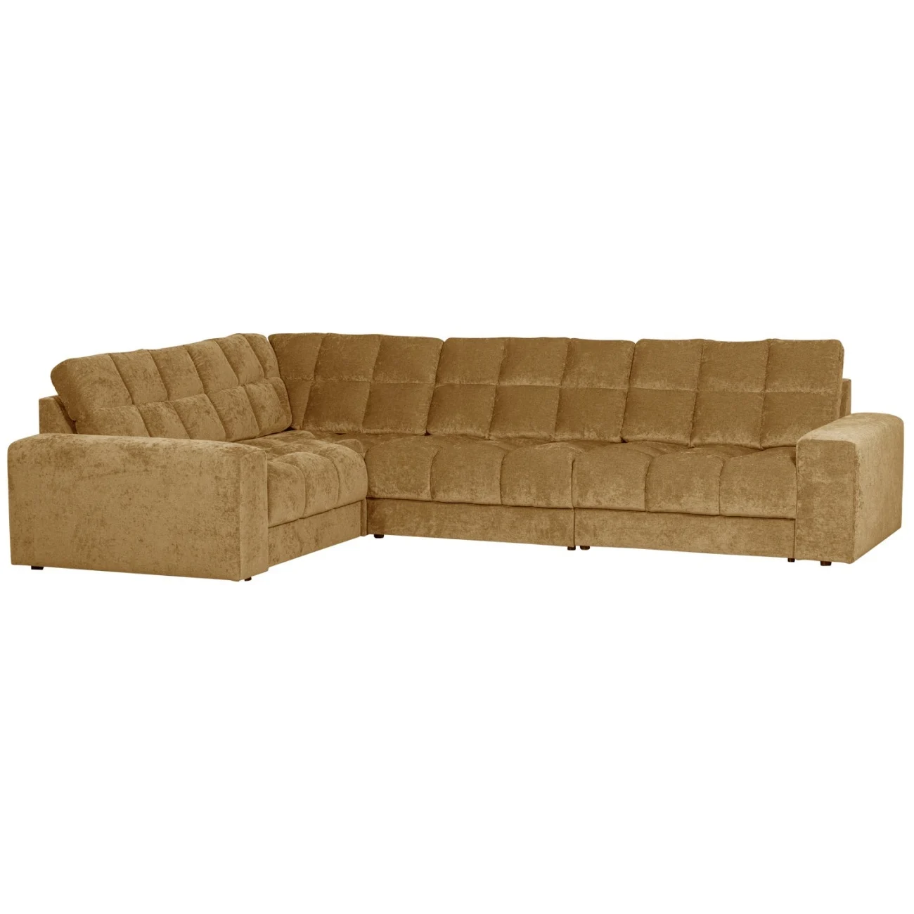 Ecksofa Date Webstoff, klassisch links, gold, komfortabel gepolstert, stilvolles Design - Woood