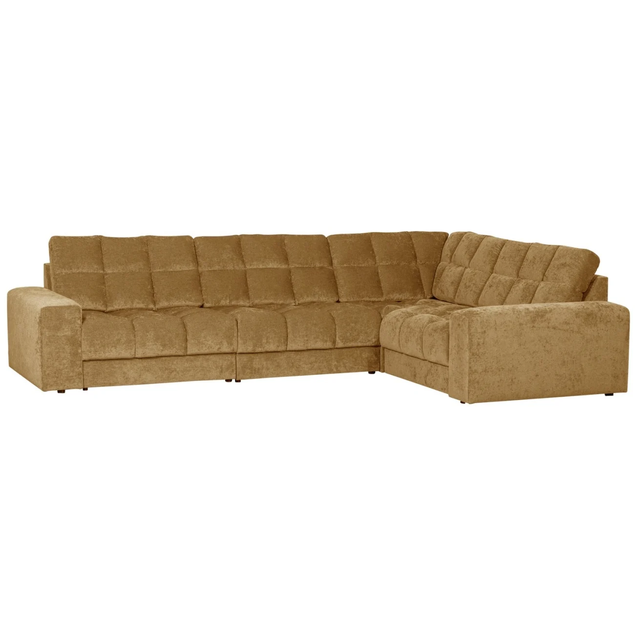 Ecksofa Date aus Webstoff, klassisch rechts, gold, komfortabel gepolstert, feines Vintage-Design
