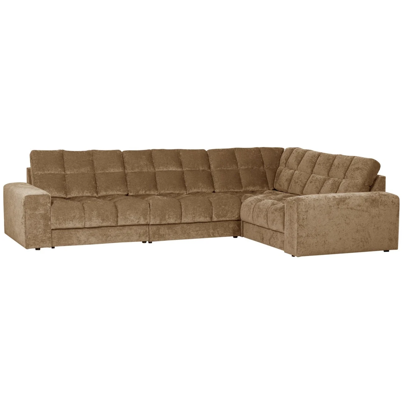 Ecksofa Date aus Webstoff, klassisch rechts, Sand, feines Vintage-Design, komfortabel gepolstert
