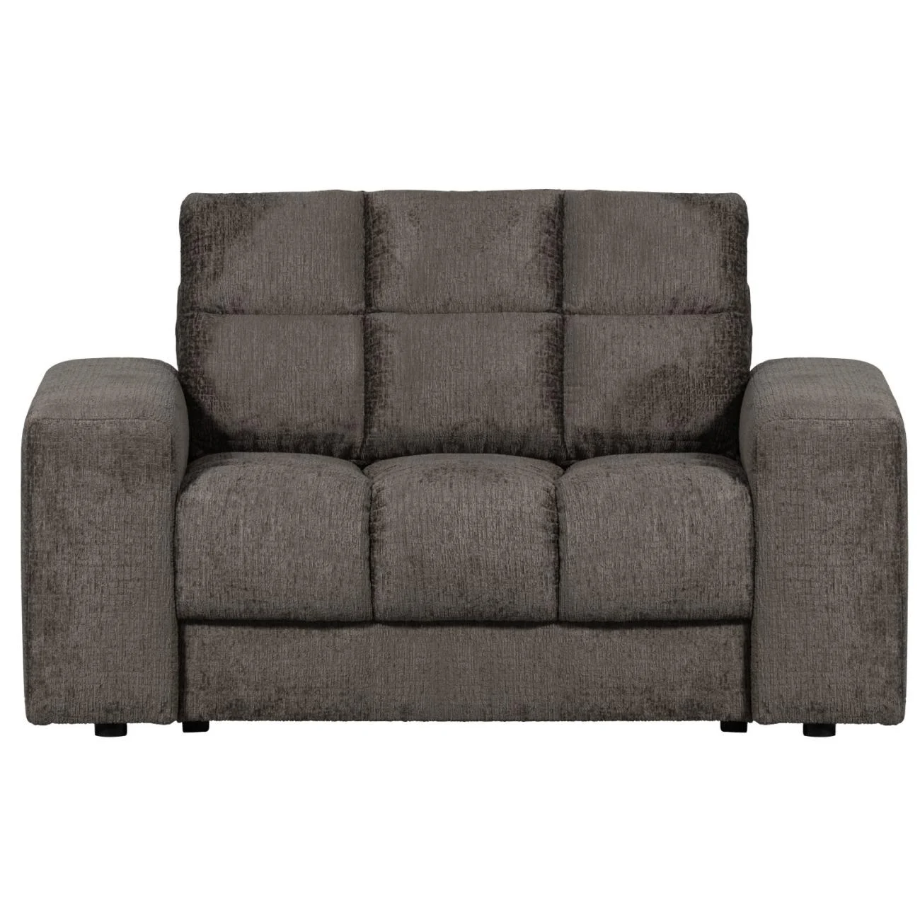 Sessel Loveseat Date aus Struktursamt, klassisch, Mountain Dunkelgrau, gepolstert und pflegeleicht - Woood
